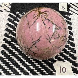 Lovely Rhodonite crystal stone sphere - approximately 3”